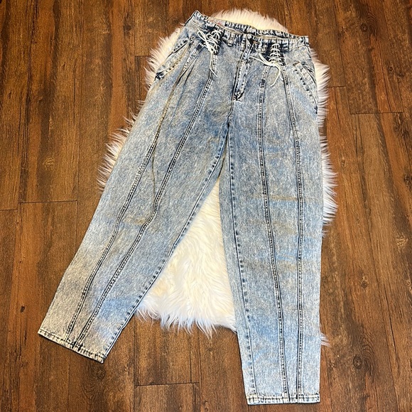 Rose Denim Denim - Rose Denim Vintage Retro Acid Vintage Wash High Waisted Jeans
